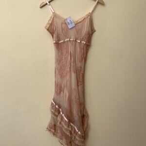 Fawn & Peach coloured floral printed strappy dress